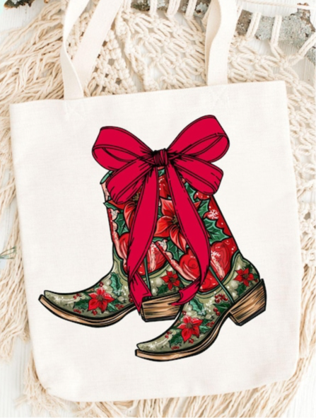 Christmas Poinsetta Boots DTF transfer