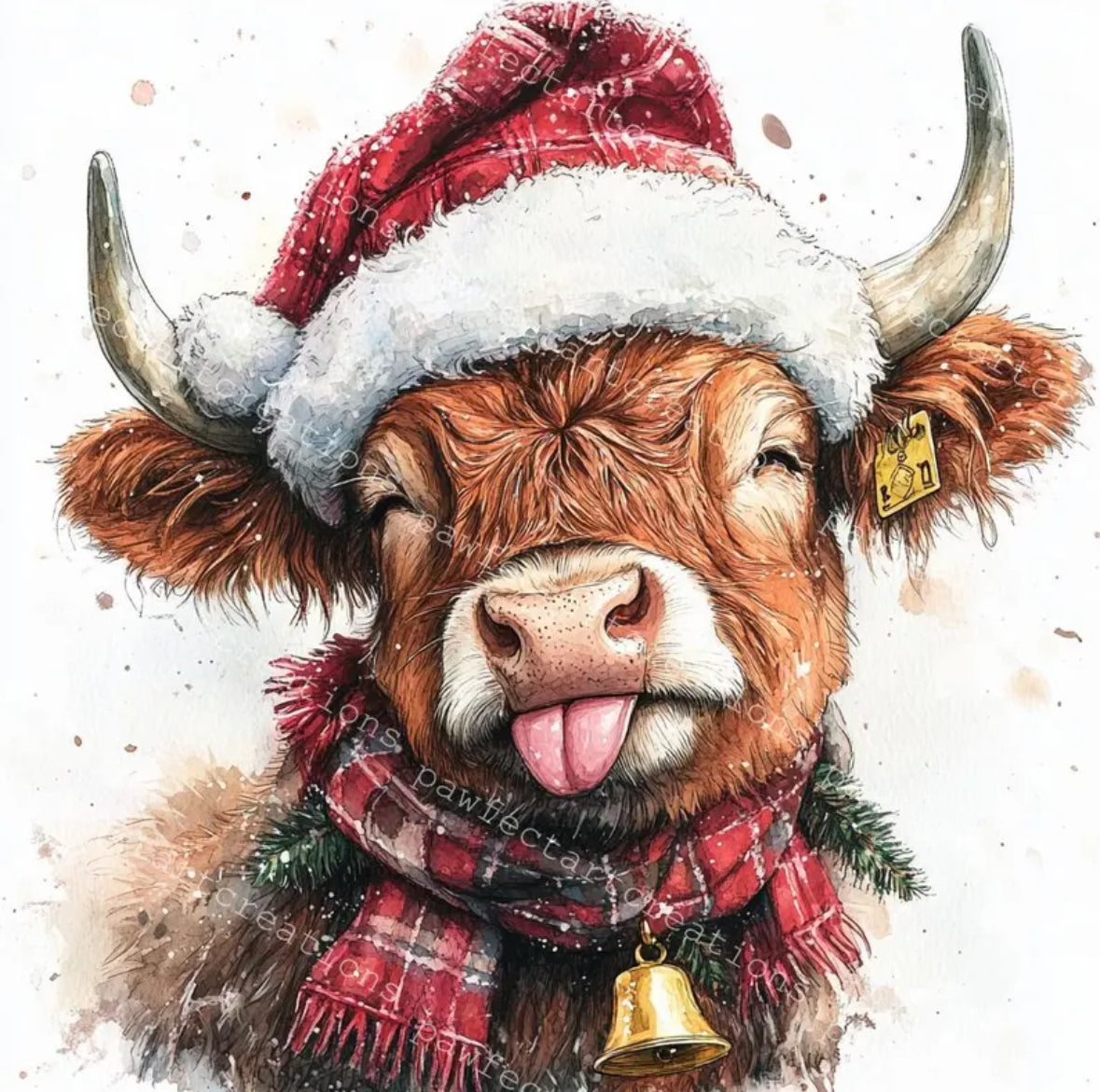 Silly Highland Christmas Cow DTF Transfer