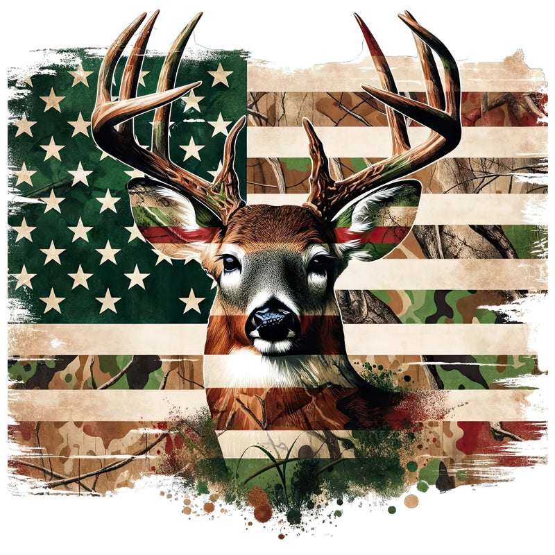 Whitetail Deer Flag DTF Transfer