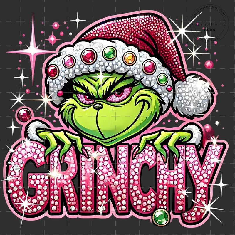 Grinchy Diamonds Christmas DTF transfer