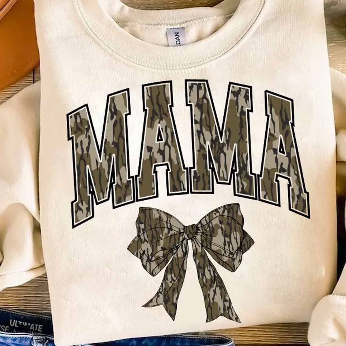 Mama Camo Coquette Bow DTF transfer