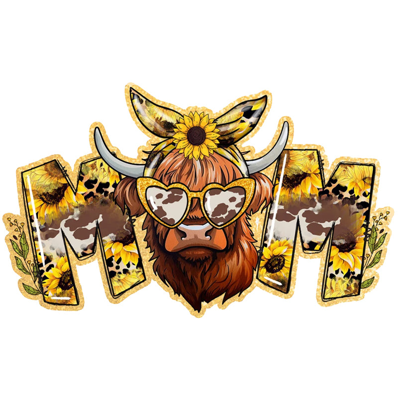 Mom Highland Cow Sunflowers dtf transfer