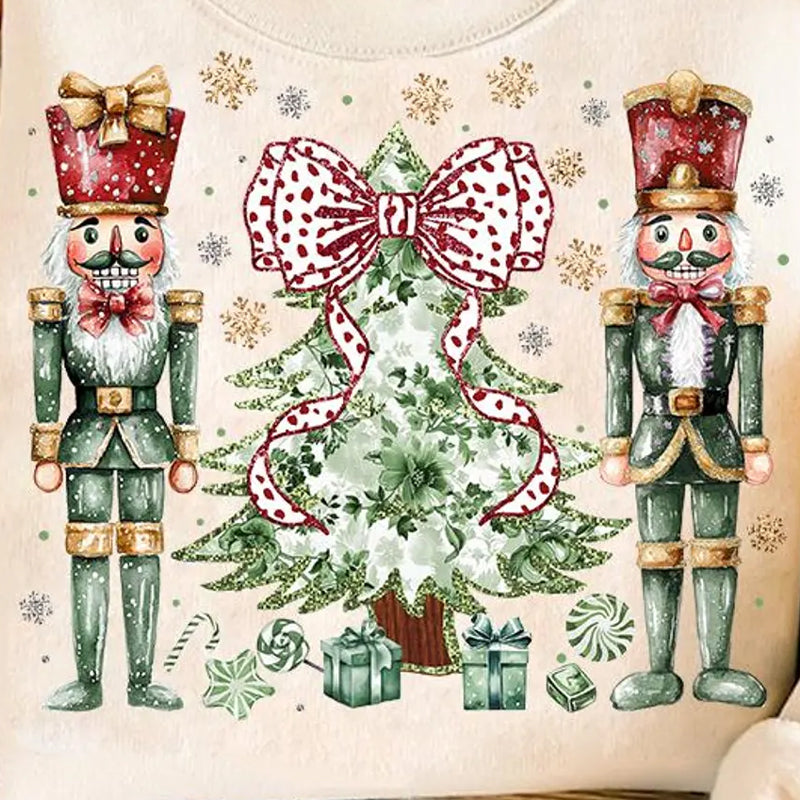 Red and Green Nutcracker Christmas Tree DTF transfer