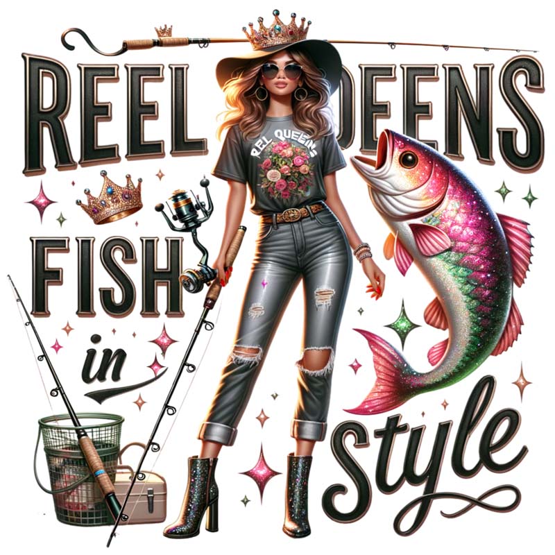 Reel Queens Fish in Style DTF Transfer